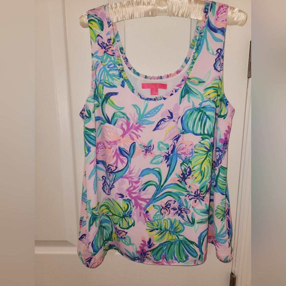 Lilly Pulitzer Carlene Top, Print: Mermaid In The Shade, Size M, GUC